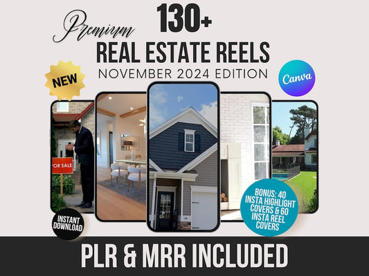 130+ Real Estate Reels with Master Resell & Private Label Rights, MRR/PLR Faceless Digital Marketing Videos for Realtors, DFY content bank