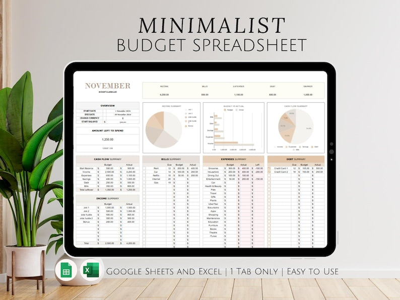 Feuille de calcul Excel pour le budget mensuel des économies et des dépenses, suivi hebdomadaire des revenus, des factures et des dettes pour l'organisateur financier personnel, modèle bimensuel