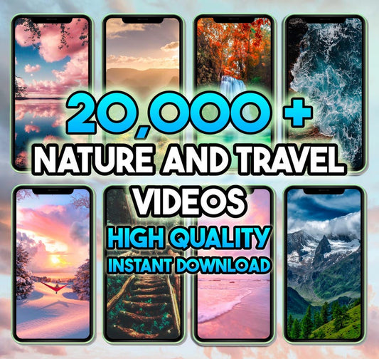 20,000+ Nature Aesthetic Videos, Motion Green Screen Backgrounds, Travel, Sky, Drone shot, Faceless Video, TikTok IG Reels Yt Shorts MRR PLR